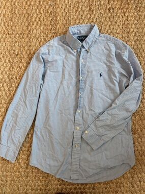 Ralph Lauren Light Blue Micro-Check Button-Down Shirt - Men's
